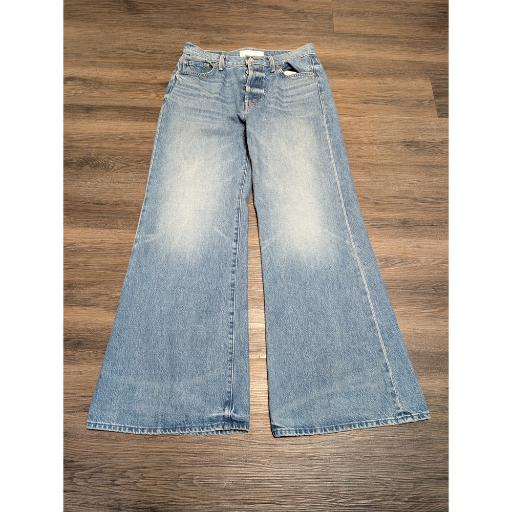 Mother Superior The Tomcat Roller Jeans High Rise Wide Leg Light Wash Size 29